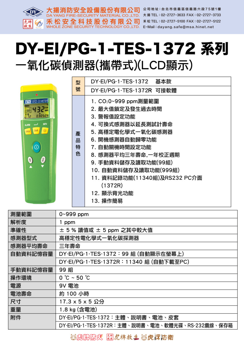 攜帶型一氧化碳偵測器(1372)